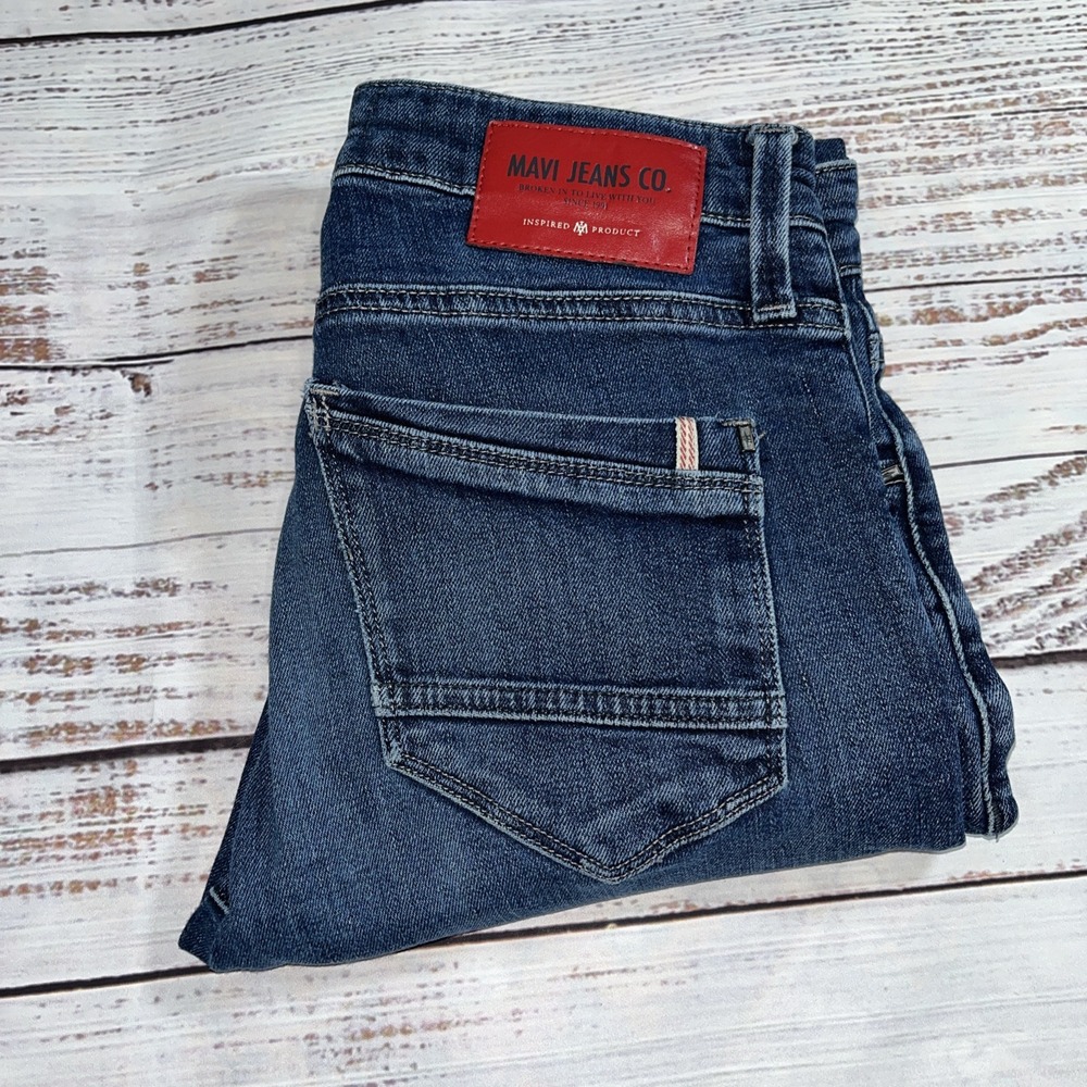 Mavi‎ Premium Blue Jeans Men Slim Leg 5-Pockets Denim Zip Fly Medium Wash 29x32